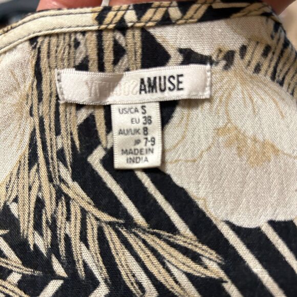 Amuse Society Frill Seeker Maxi Wrap Dress Womens Small Black Tan Floral  Ruffle - Picture 7 of 8